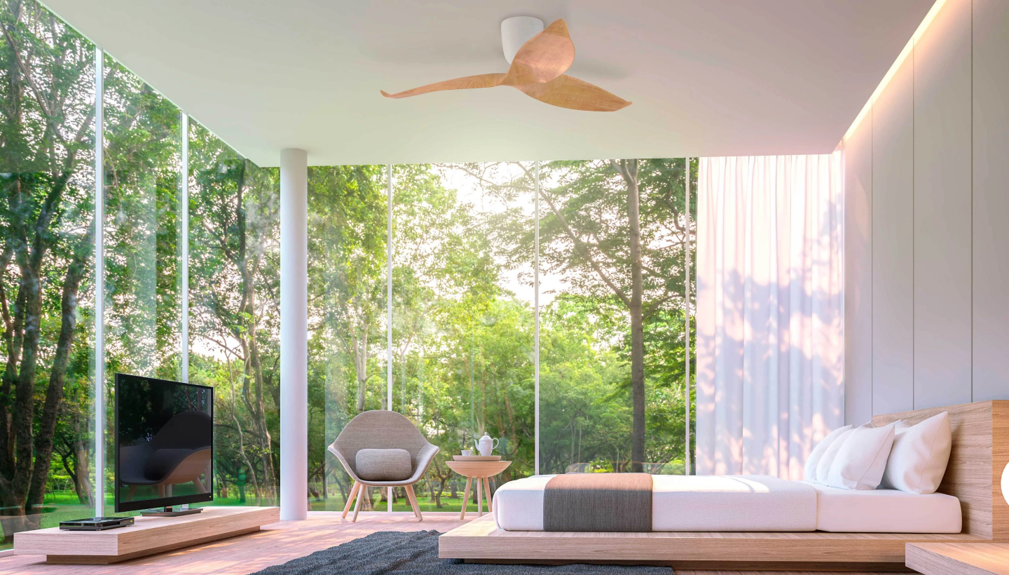 Aeratron Ceiling Fan AE+3 light timber finish silent operation reverse funktionality